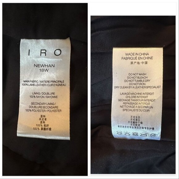 IRO Paris Newhan Lambskin Leather Jacket Black Size 42 FR, Retail $1,345 - Picture 5 of 16